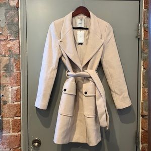 Mango Wool Pea Coat Beige XXS NEW w/ Tags